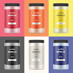 Speedball Ceramic Underglaze - Set of 6, 16 oz (Jars with swatches)
