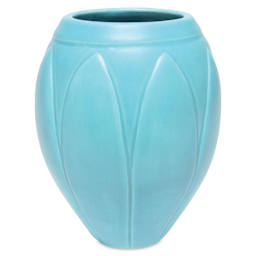 Amaco Satin Matte Glaze - SM-20 Light Blue applied to upright vase