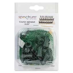 Spectrum Stamps - Small Courier Alphabet, Uppercase, Set of 27 - back of packaging