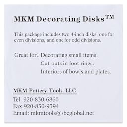 MKM Pottery Tools Decorating Disks - DD-04, Set of 2, Circles, 4" Dia front of packaging