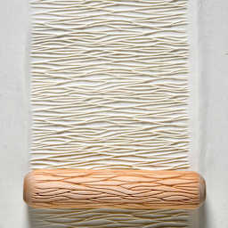 MKM Pottery Tools Big Hand Roller - Sedimentary Layers applied to clay