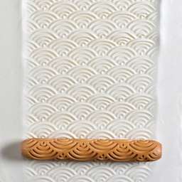 MKM Pottery Tools Hand Roller - Scallop Art Deco applied to clay