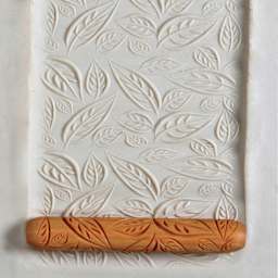 MKM Pottery Tools Hand Roller - Leaves applied to clay