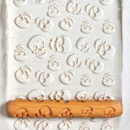 MKM Pottery Tools Hand Roller - Skulls applied to clay