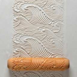 MKM Pottery Tools Big Hand Roller - Big Wave applied to clay