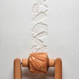 MKM Pottery Tools Medium Handle Roller - Fern Leaves applied to clay