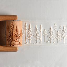 MKM Pottery Tools Large Handle Roller - Mountain Forest applied to clay