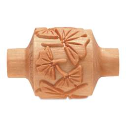 MKM Pottery Tools Medium Handle Roller - Ginkgo Leaves