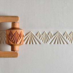 MKM Pottery Tools Medium Handle Roller - Mountain Landscape applied to clay