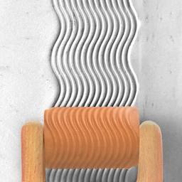 MKM Pottery Tools Large Handle Roller - Wavy Lines applied to clay