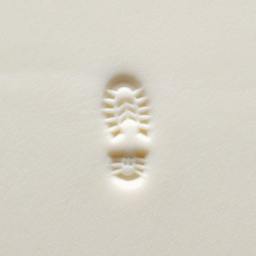 MKM Pottery Tools Small Round Stamp - SCS-215, Right Boot Print applied to clay