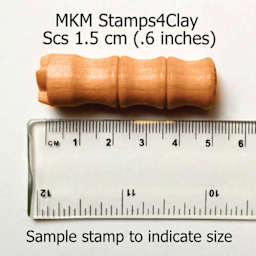 MKM Pottery Tools Small Round Stamp - SCS-215, Right Boot Print dimensions