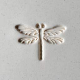 MKM Pottery Tools Large Round Stamp - SCL-098, Dragonfly applied to clay