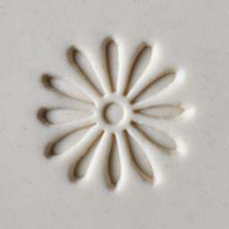 MKM Pottery Tools Medium Round Stamp - SCM-004, Flower #2 applied to clay