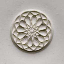 MKM Pottery Tools Large Round Stamp - SCL-011, Rose Window applied to clay