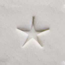 MKM Pottery Tools Small Round Stamp - SCS-084, Five-Point Star applied to clay