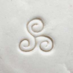 MKM Pottery Tools Small Round Stamp - SCS-118, Tri-Spiral applied to clay