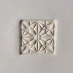 MKM Pottery Tools Large Round Stamp - SCL-022, Quilt Block 1 applied to clay