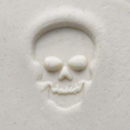MKM Pottery Tools Medium Round Stamp - SCM-106, Skull applied to clay