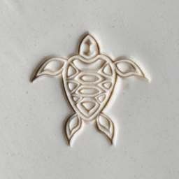 MKM Pottery Tools Large Round Stamp - SCL-035, Sea Turtle applied to clay
