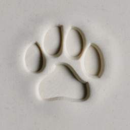 MKM Pottery Tools Large Round Stamp - SCL-065, Dog Paw Print applied to clay
