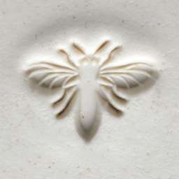 MKM Pottery Tools Medium Round Stamp - SCM-159, Honey Bee applied to clay