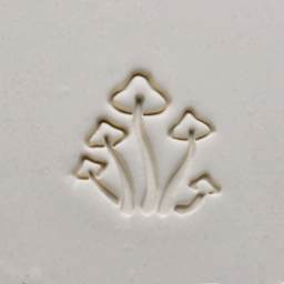 MKM Pottery Tools Large Round Stamp - SCL-090, Mushrooms applied to clay