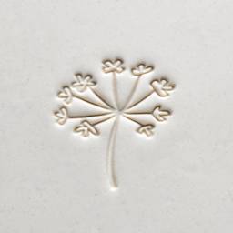 MKM Pottery Tools Large Round Stamp - SCL-098, Common Milkweed applied to clay