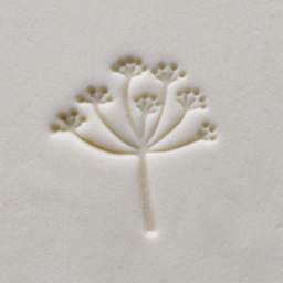 MKM Pottery Tools Medium Round Stamp - SCM-244, Butterfly Milkweed applied to clay