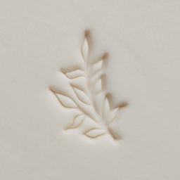 MKM Pottery Tools Medium Round Stamp - SCM-276, Leaves on a Branch applied to clay
