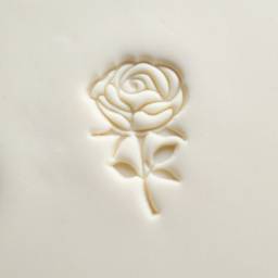 MKM Pottery Tools Large Round Stamp - SCL-164, Rose with Stem applied to clay