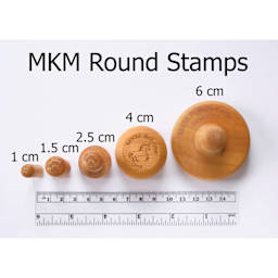 MKM Pottery Tools Large Round Stamp - SCL-164, Rose with Stem size comparison