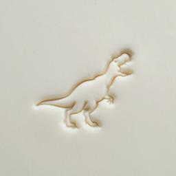 MKM Pottery Tools Large Round Stamp - SCL-166, T-Rex applied to clay