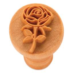 MKM Pottery Tools Medium Round Stamp - SCM-301, Rose with Stem