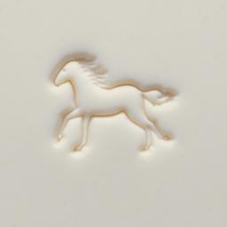 MKM Pottery Tools Medium Round Stamp - SCM-307, Galloping Horse applied to clay