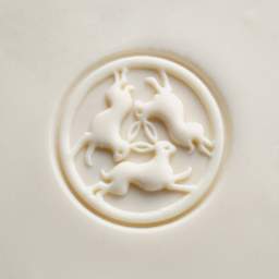 MKM Pottery Tools Large Round Stamp - SCL-174, Three Hares applied to clay