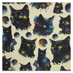 Elan Transfers Overglaze Decal Sheet - Celestial Cats - close-up
