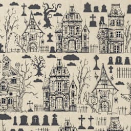 Elan Transfers Underglaze Transfer Sheet - Haunted House, Black - close-up