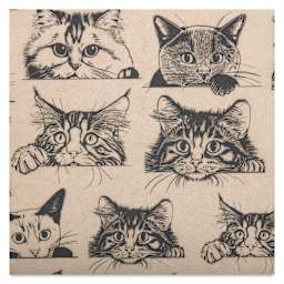 Elan Transfers Underglaze Transfer Sheet - Cat Faces, Black close ups