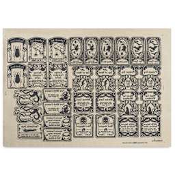 Elan Transfers Underglaze Transfer Sheet - Apothecary Labels, Black