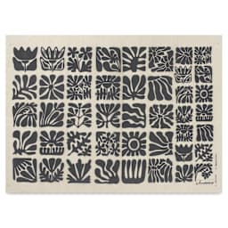 Elan Transfers Underglaze Transfer Sheet - Wood Block Flowers, Black
