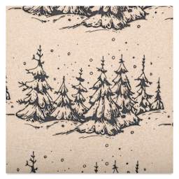 Elan Transfers Underglaze Transfer Sheet - Snowy Trees, Black close up