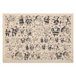 Elan Transfers Underglaze Transfer Sheet - Vintage Santa, Black