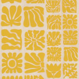 Elan Transfers Underglaze Transfer Sheet - Wood Block Flowers, Yellow - close-up