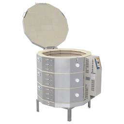 L&L eQuad Pro Production Kiln - eQ2827-3, Cone 10, 240V-3P, 36.0A, 28" Dia. x 27" D - left side