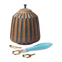 Xiem Fluting Tool Set - Set of 3, V-Shaped beside completed example project