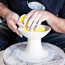 Mudtools Polymer Bowl Rib - Large, Yellow - in use