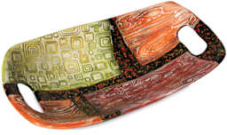 Mayco Designer Clay Mat - Top view of serving dish finished with multiple pattern templates