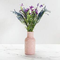 Mayco Earthenware Bisque Bud Vases - Textured, Set of 6 (hobnail texture with pink glaze)