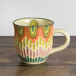 Mayco Earthenware Bisque Mugs - Pkg of 6, Fluted finished example